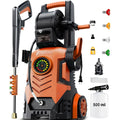 2025Upgraded Pressure Washer 5000PSI with IPX5 Adjustable Touch Screen, 34" Tall, 4 Quick Connect Nozzles, Inlet Hose&Filter&500mlFoam Cannon for Cars/Fences/Driveways/Home Cleaning, Yellow
